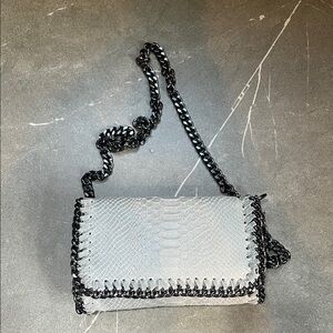 Elegant Gray Chain-Trimmed Women's Bag